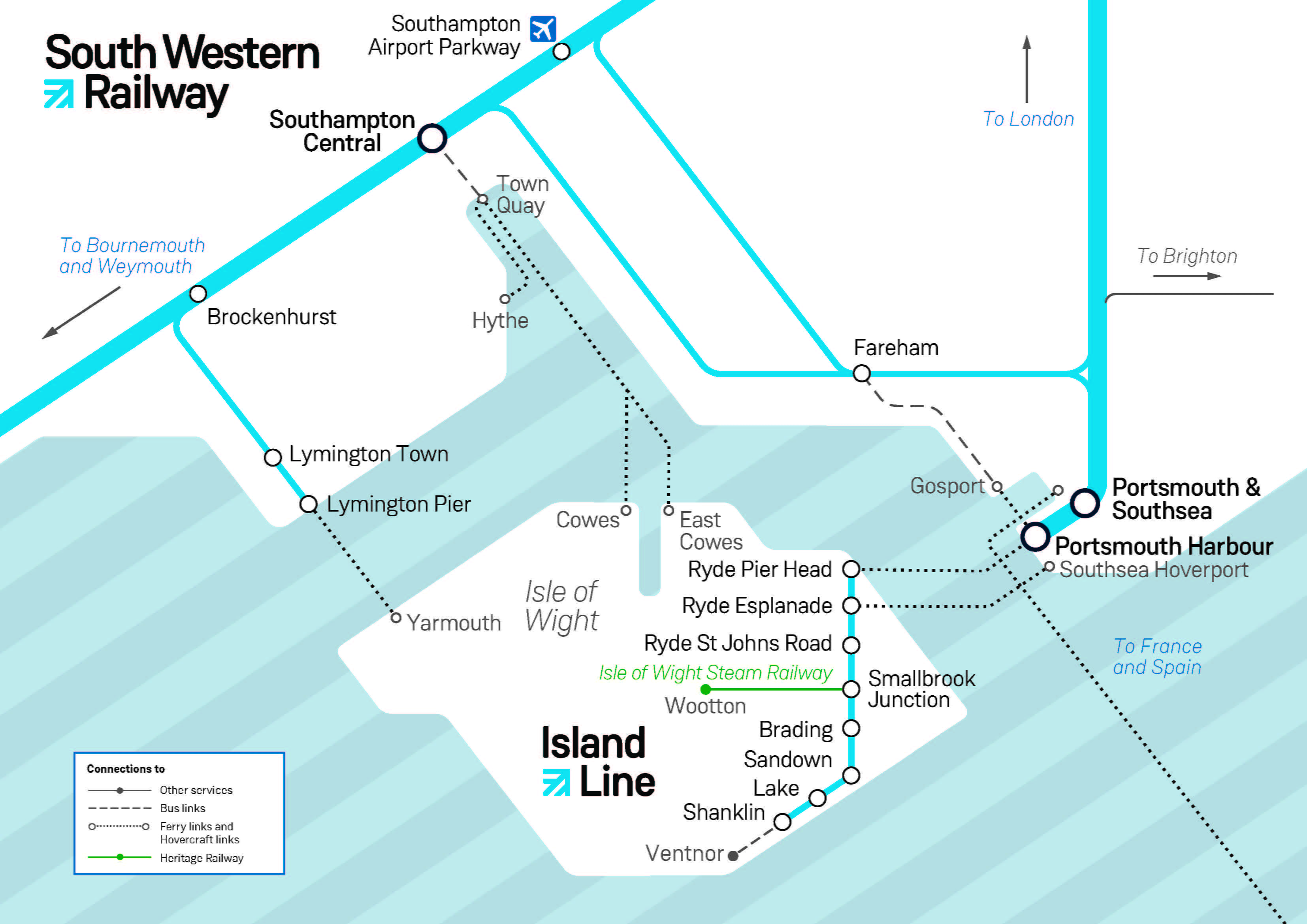 The Island Line train network map | South Western Railway 