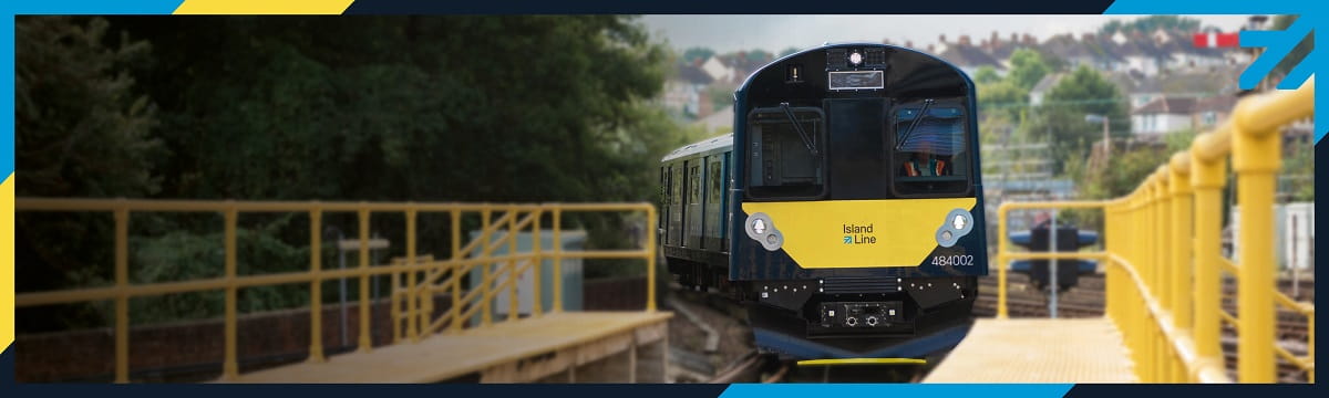SWR Island Line train arriving at the station