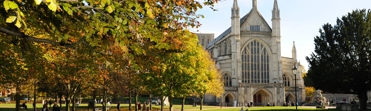 frontal view of the Winchester cathedral