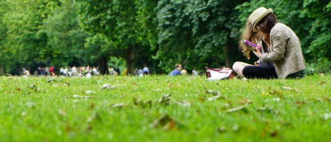 Enjoying the space on Clapham Common