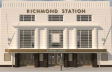 CAD rendering of the vision by the architect, Benny O'Looney of Richmond station - South Western Railway
