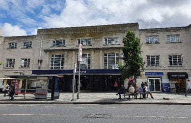 The facade at Richmond station before the cleaning of the stonework - South Western Railway