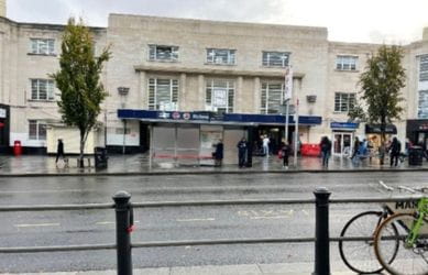 The facade at Richmond station before the cleaning of the stonework - South Western Railway
