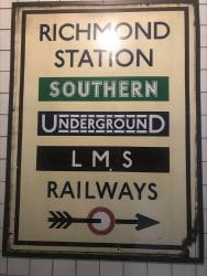 The heritage sign in situ in the booking hall at Richmond station - South Western Railway