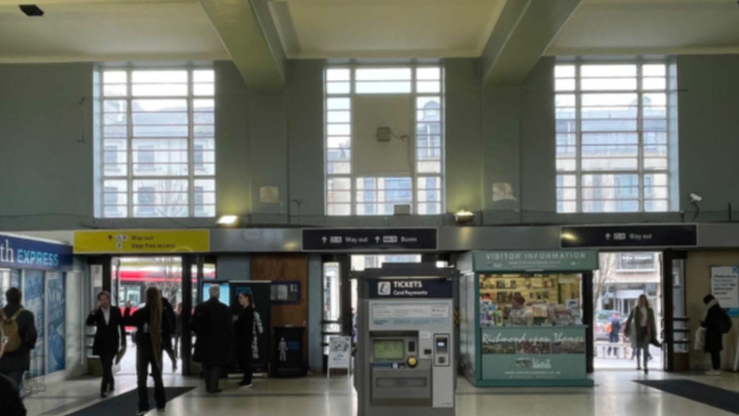 Richmond station booking hall before restoration - South Western Railway