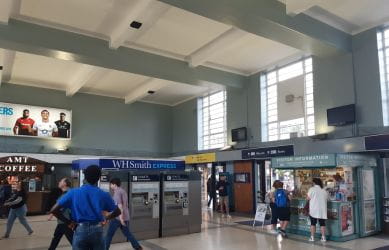 Booking hall before work began at Richmond station - South Western Railway