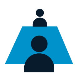 2 people sit on the table icon