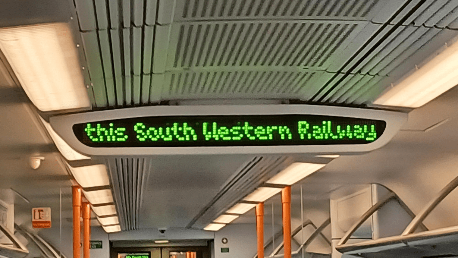 Display inside of the train with announcement 