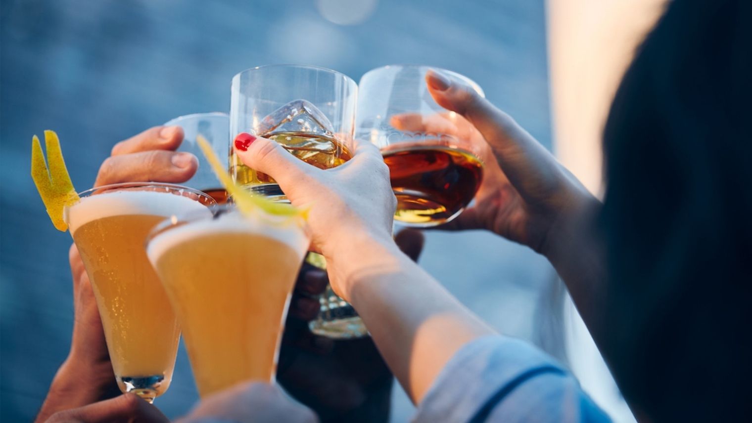 Glasses being lifted in a toast