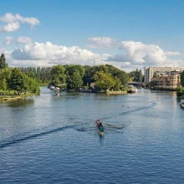 A sports rowboat on the River Kennet in Reading