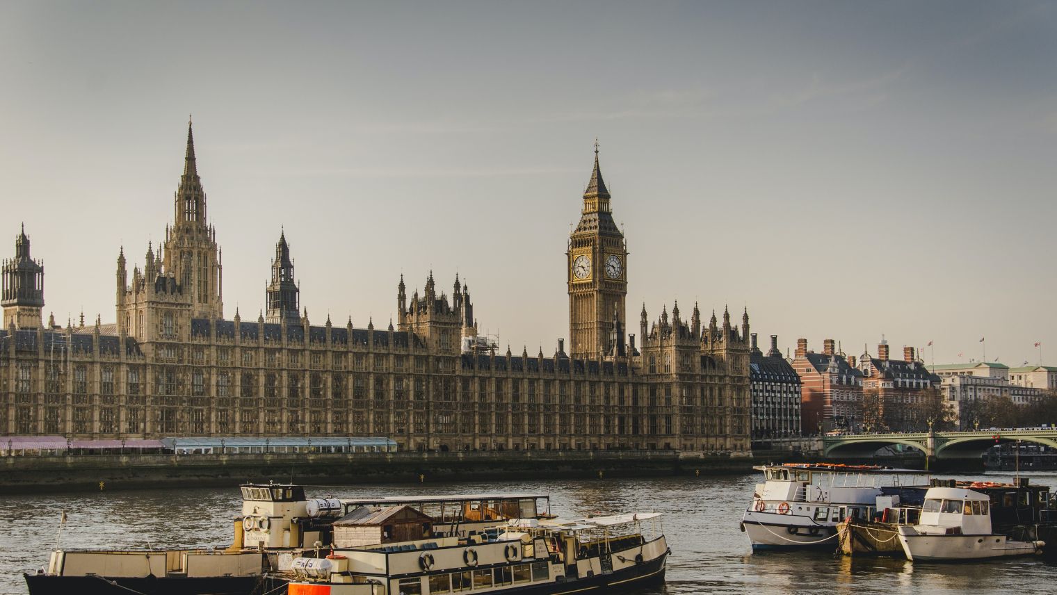 Houses of Parliament London from the River Thames on a boat trip