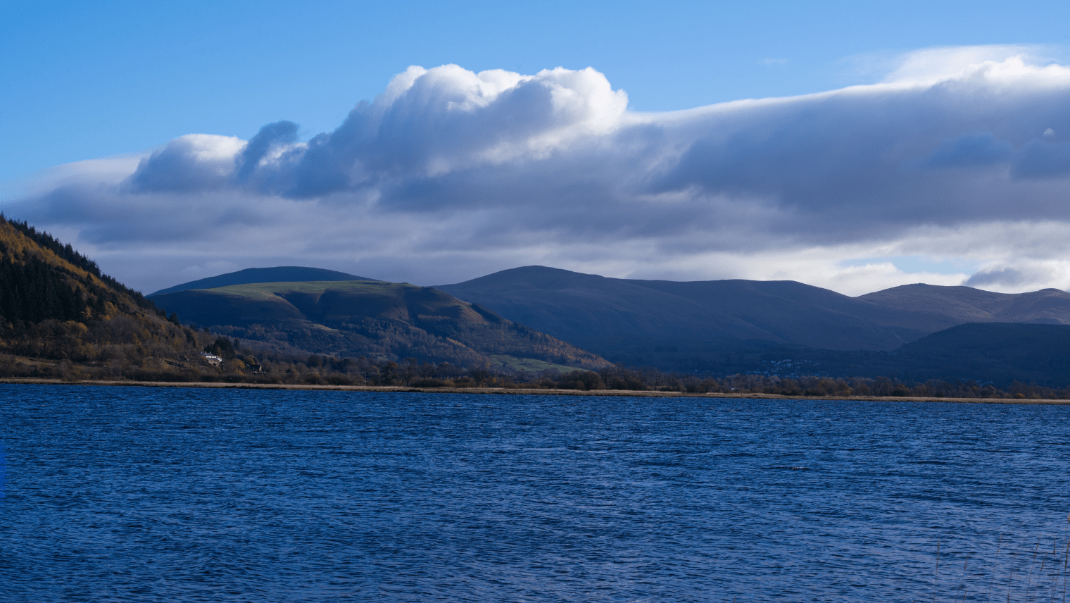 Image of a lake with hills in the background