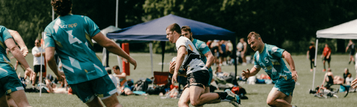 Rugby players  in a match