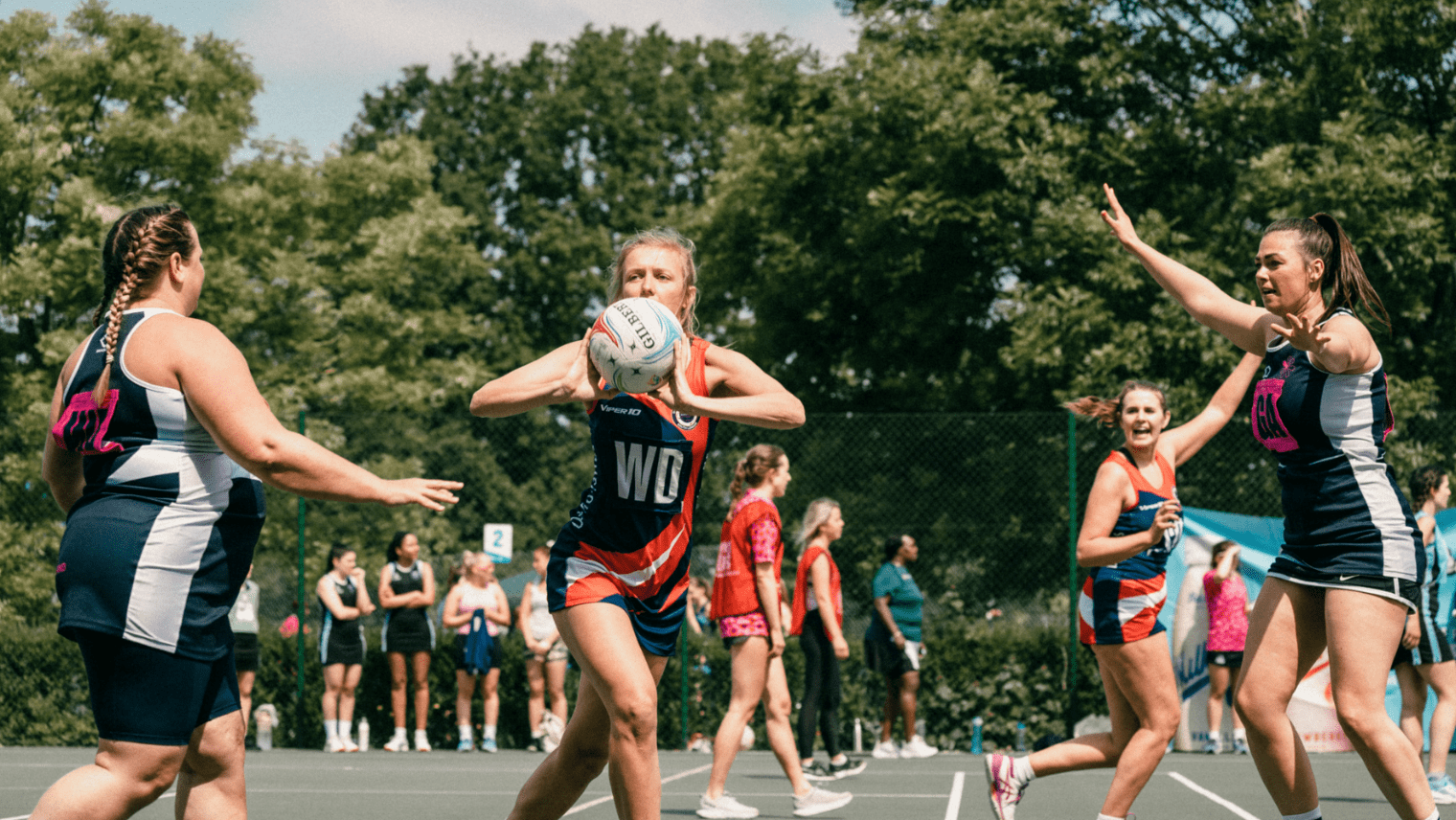 Netball players in a match