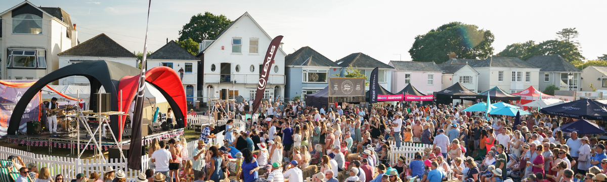 Crowd watching live music at Lymington Seafood Festival 