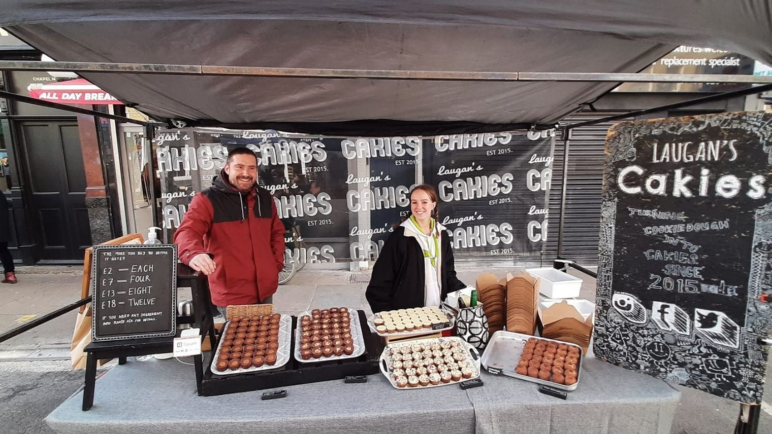 Lauglan's Cakies stall at Islington Farmers Market