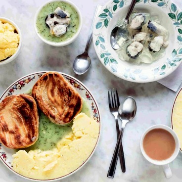 Pie, liquor and jellied eels as served at M Manze