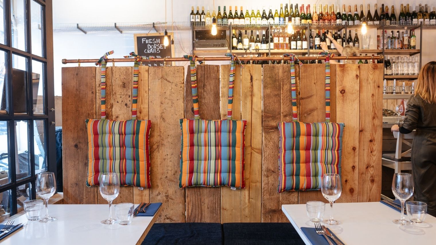 Seats at the Oystermen in Covent Garden