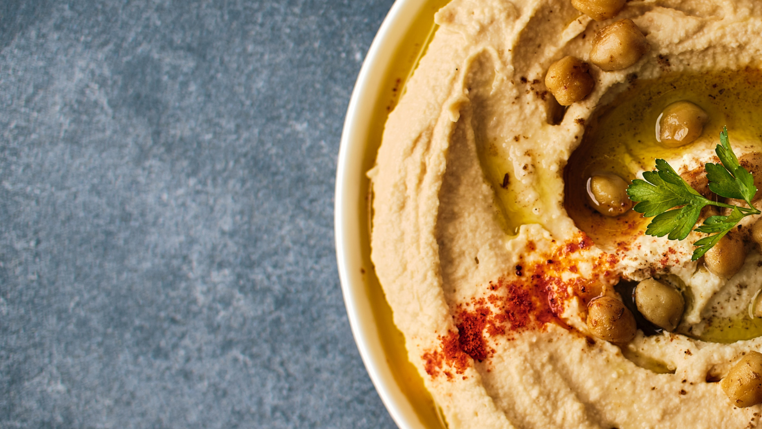 Hummus on a table