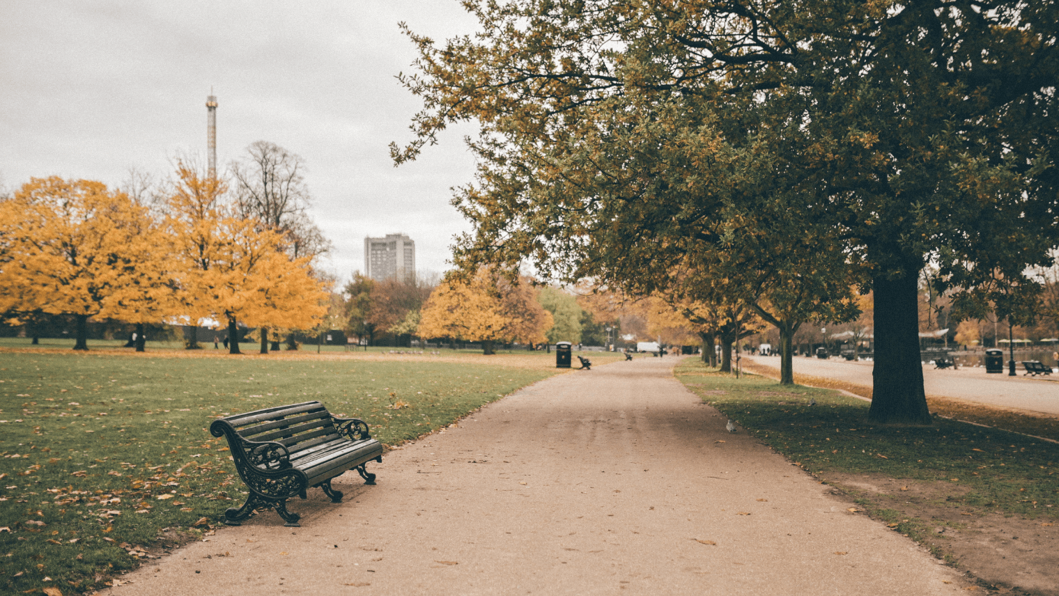 An empty walking path in Hyde Park