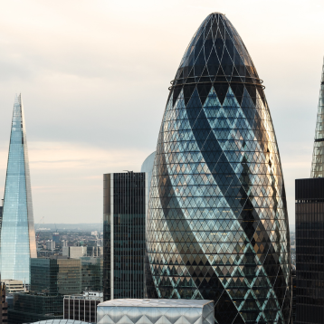 Image of the Gherkin and Shard buildings in London