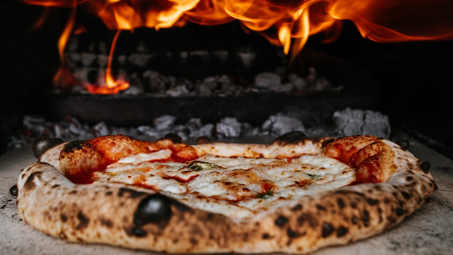 pizza in wood oven