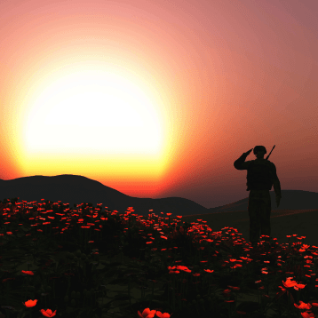 picture of a soldier on sunrise