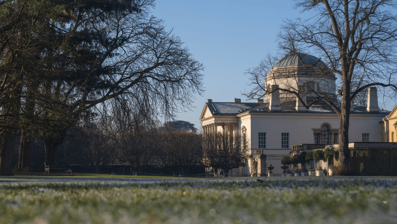 park with a beautiful house