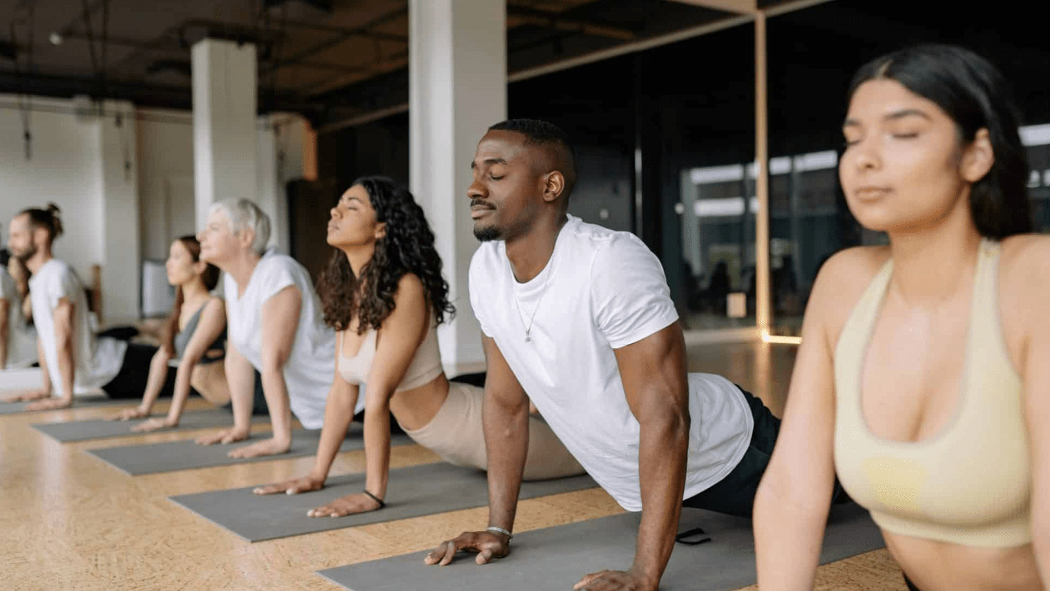people having yoga lessons
