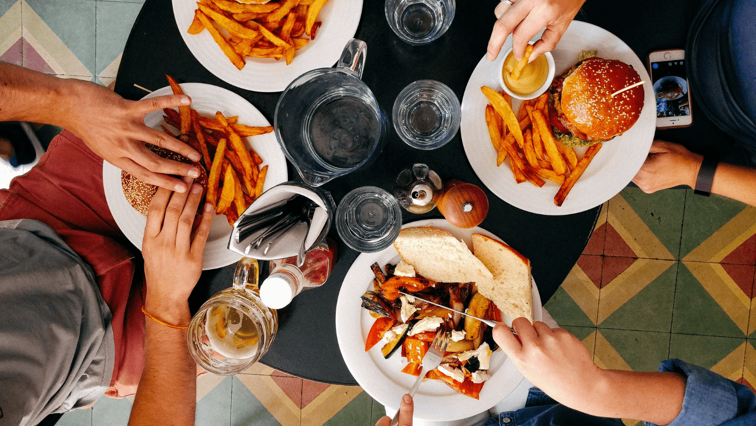 Plates of food at a restaurant