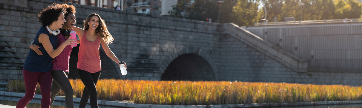 friends have a walk in the river Thames