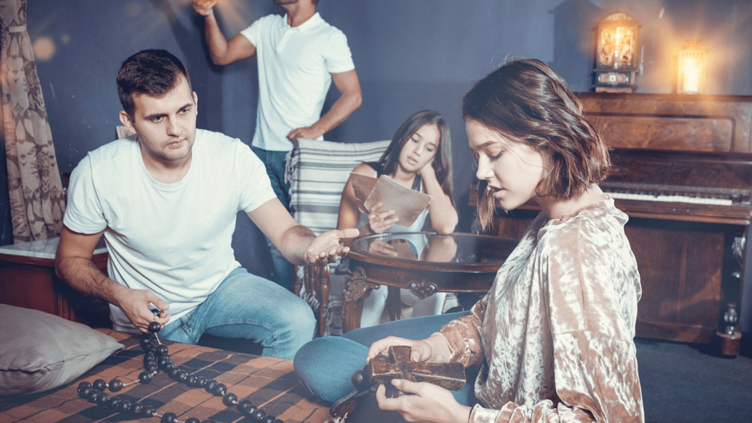 Friends at an escape room