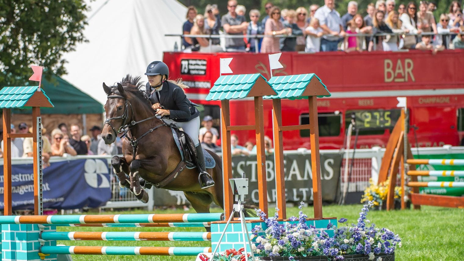 Show jumping horses at the New Forest County Show