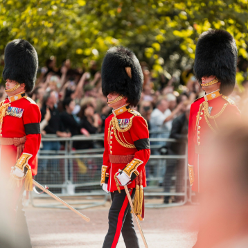 Buckingham Palace guards marching