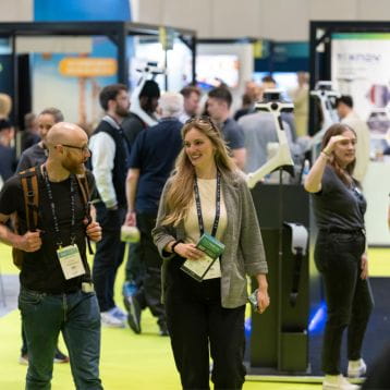 2 people at a business expo