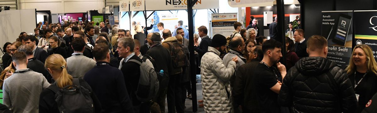A group of people at a business expo
