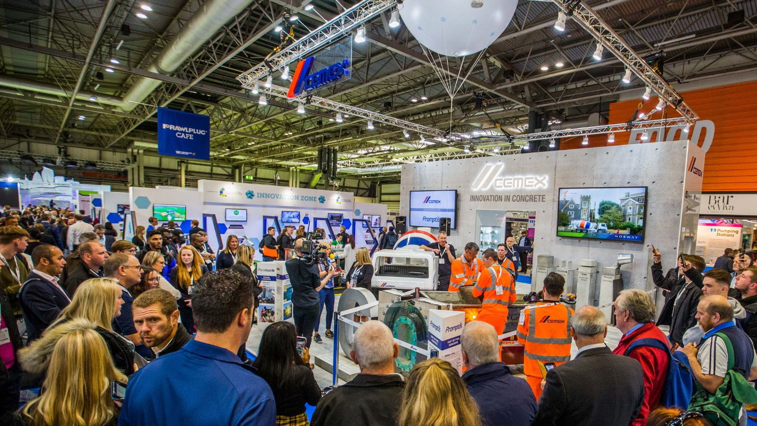 A group of people at a business expo