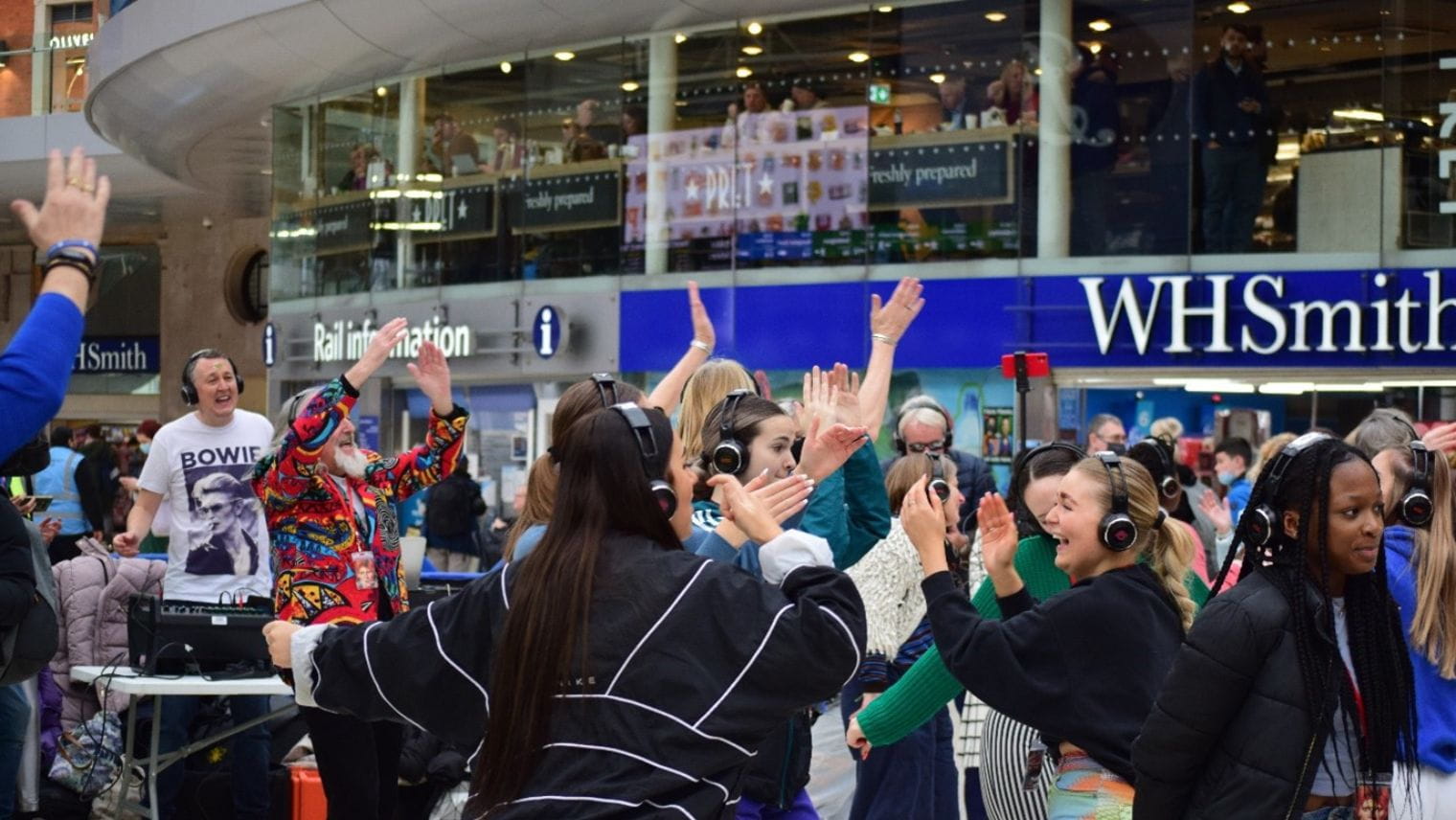 David Bowie silent disco at London Waterloo Southbank station. One of the community rail partnership events