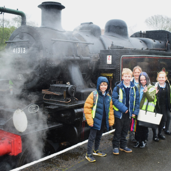 School children on a train platform - entrance area | South Western Railway