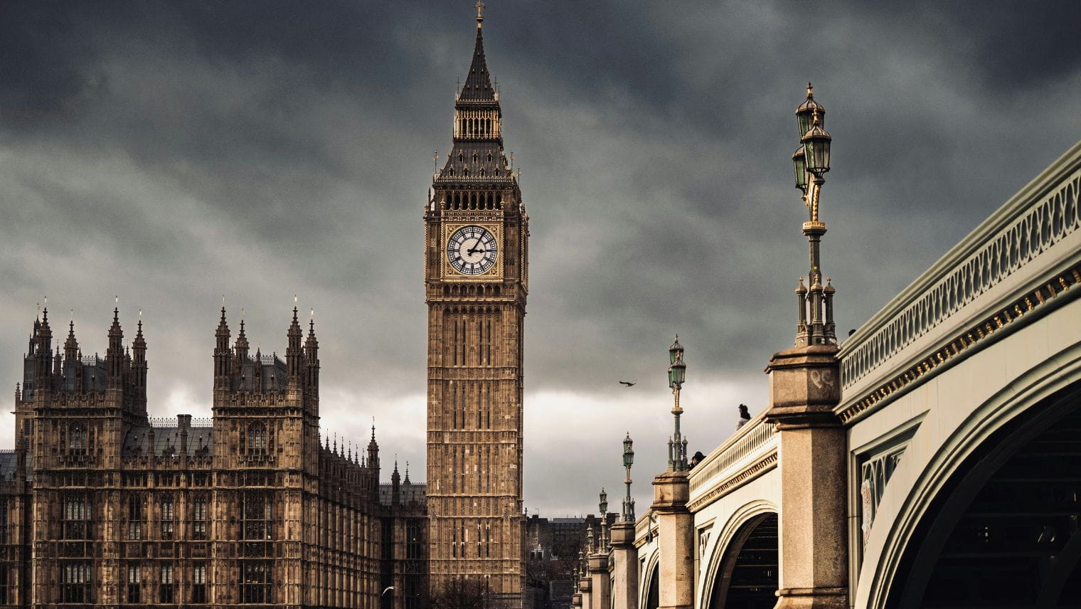 Looking across the River Thames to Big Ben and The houses of Parliament from the Southbank