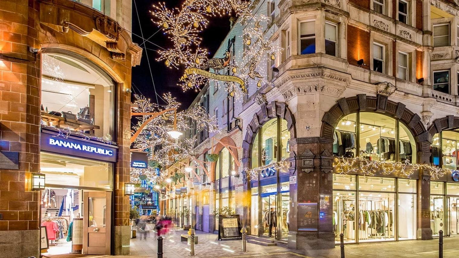 Christmas decorations at St Martin's Courtyard, London