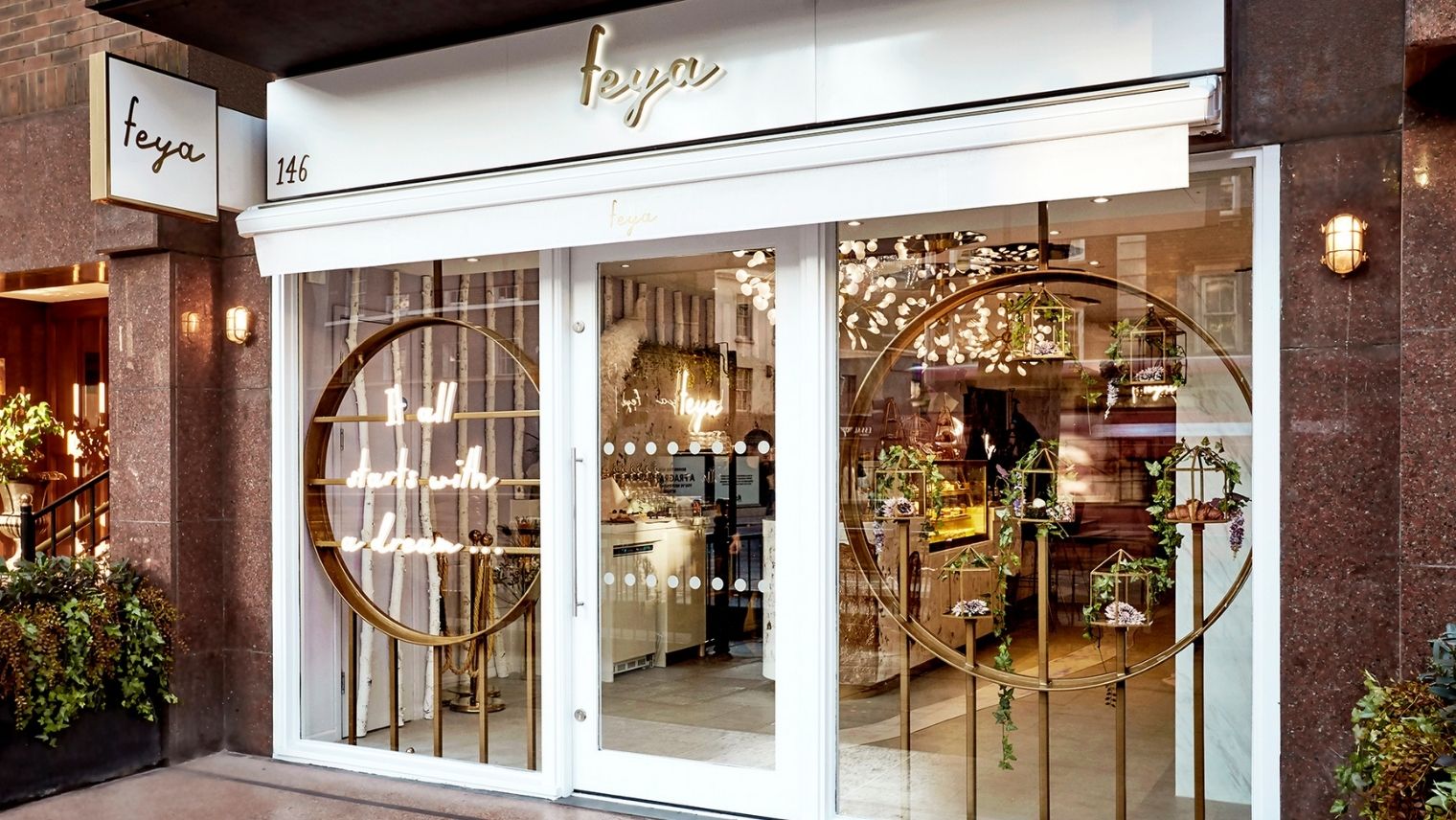 Front of Feya's Cafe in Knightsbridge