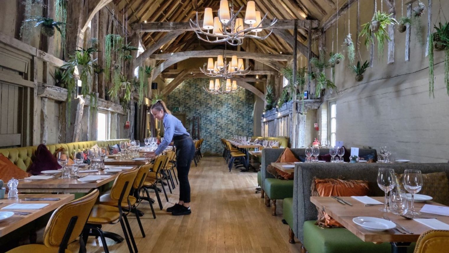 Interior of the Eight Bells pub and restaurant