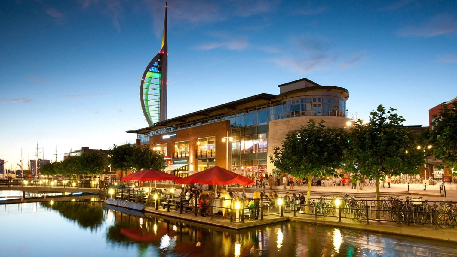 Gunwharf Quays at night