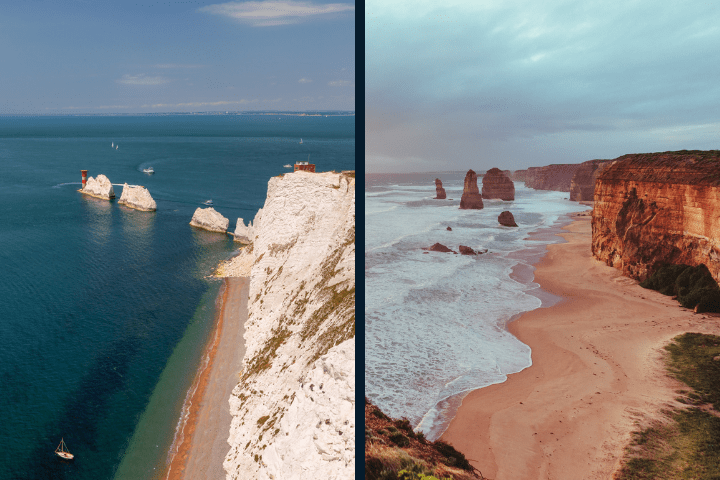 Needles, Isle of Wight / 12 Apostles, Australia