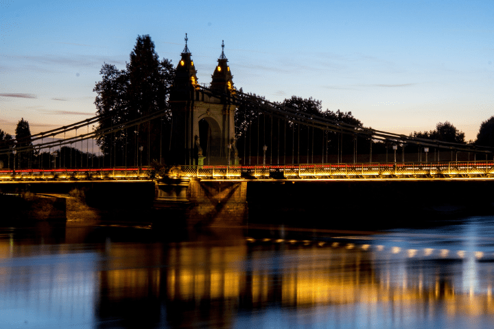 Hammersmith Bridge at night